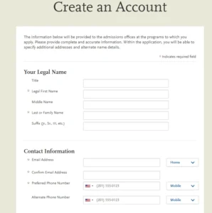 Registration form